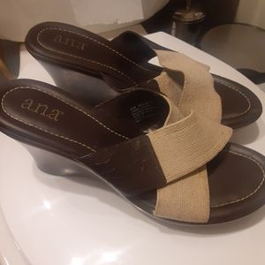 Woman's a.n.a Open Toe Wedge Sandals